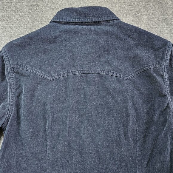Ralph Lauren Shirt Youth Women L Navy LS Pearl Snap Button Corduroy Boho Western - Picture 12 of 14